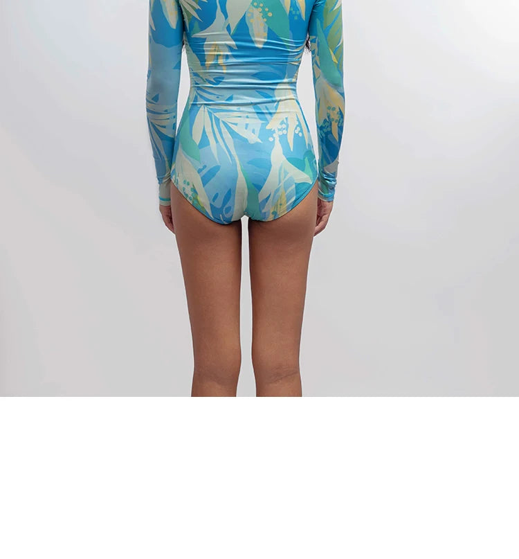Nu-June Piece Swimsuit for Women, Long Sleeves, Rash Guard, Sports Swimwear, Surfing Bathing Suit, Body Suit, Beach, Hot Spring