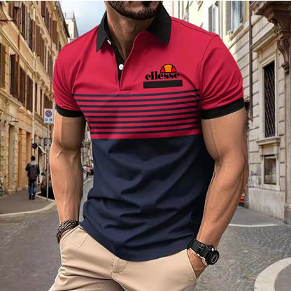 Men's Short-sleeved Polo Shirt Casual 3D Printed Design Stripes Pattern Summer men Polyester Sports Polo Shirt Men's Clothing