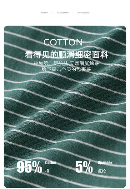 3PCS/Pack 100% Cotton Soft Panties Woman Trendy Striped Female Underwear Summer Breathable High Elastic Mid-rise Waist Boyshort