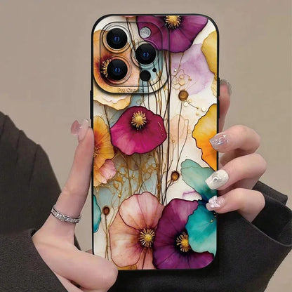 Vintage Floral Pattern Phone Case For Samsung Galaxy S26 S25 Ultra S24 FE S23 Plus S22 S21 A56 A36 A15 A55 A35 A54 A34 A53Cover