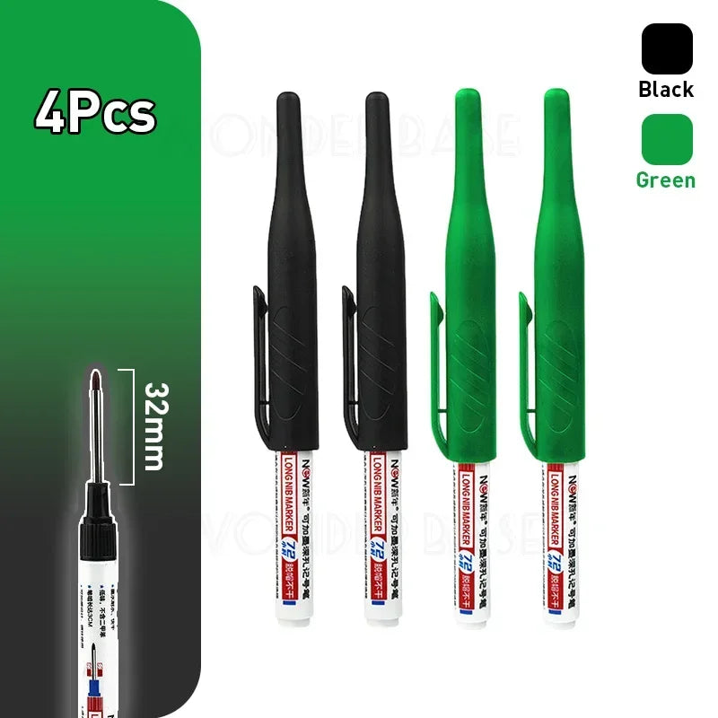 Waterproof Multi-Purpose 32mm Deep Hole Marker Pens - 1-8 Pcs in 4 Colors for Wood Tile Metal  Bathroom Use