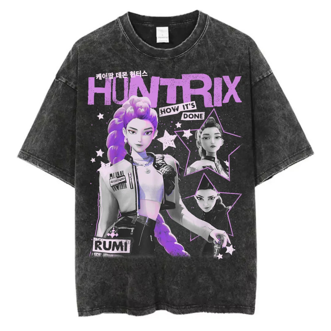 Kpop Anime T Shirt - Oversized Vintage Cotton Knit Tee | Breathable Casual Top