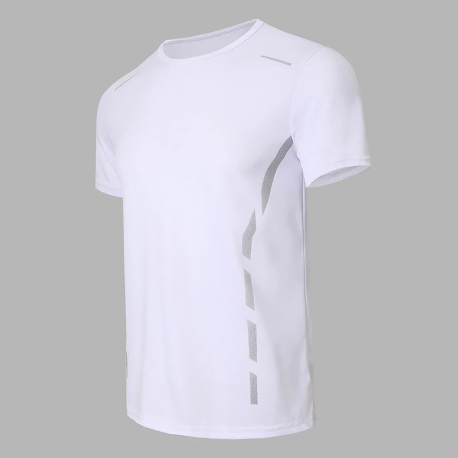 Men's Quick-Dry Sports Shirt – Multicolor Summer Running Badminton Tee with Reflective Strip