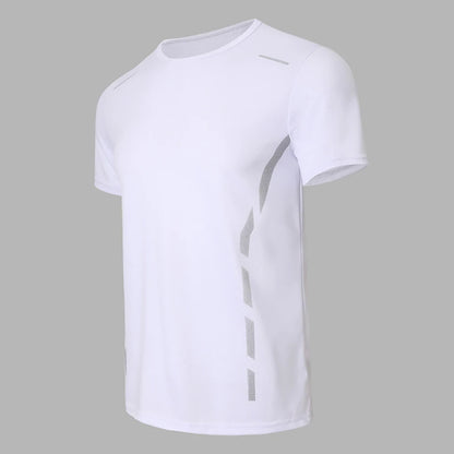 Men's Quick-Dry Sports Shirt – Multicolor Summer Running Badminton Tee with Reflective Strip