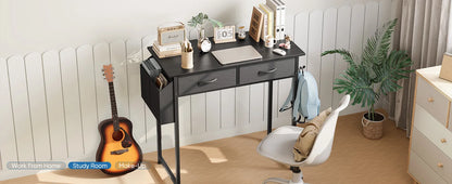 Modern Office Desk – Computer Desk with Storage Drawers, Metal Frame & Adjustable Feet