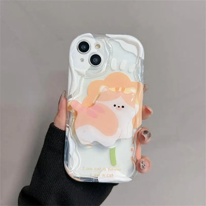 Floral Flower Bracket Case Cover for Samsung Galaxy S26 S25 S24 FE S22 S23 Ultra Plus A57 A37 A56 A55 A54 A16 A17 5G Wavy Shell