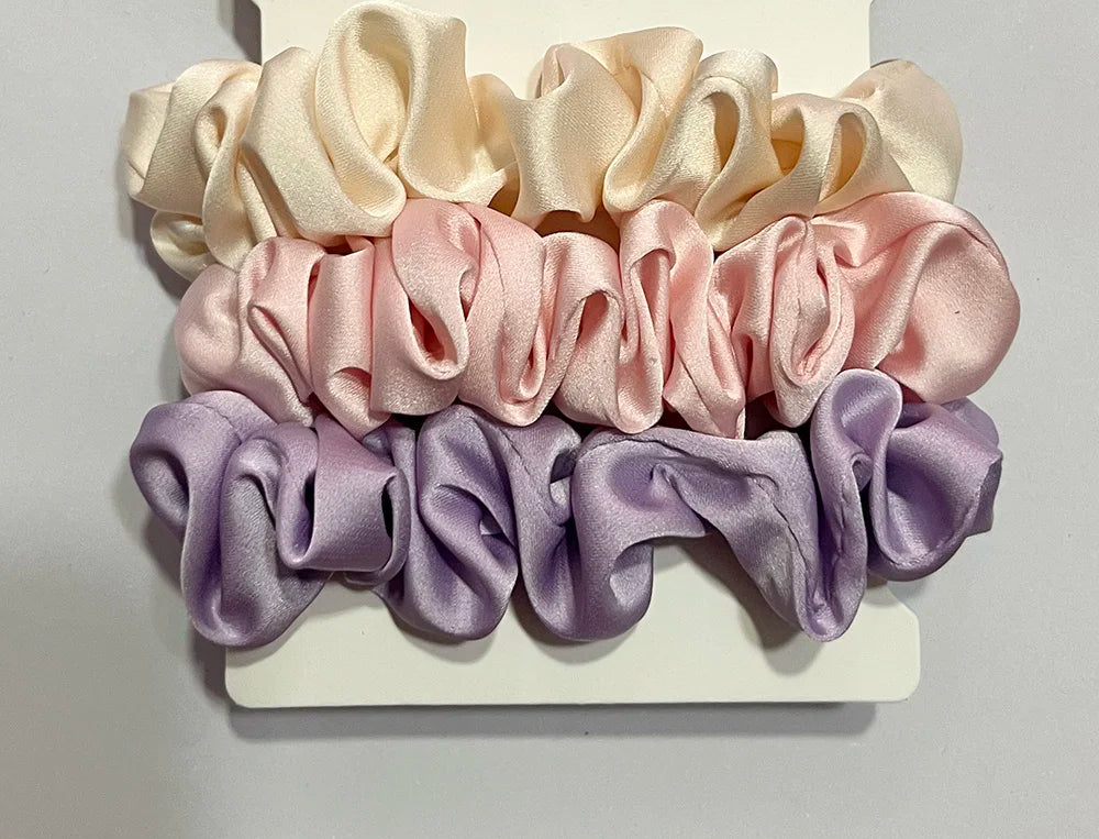 4PCS/Set Satin Silk Scrunchies Elastic Hair Bands Women Small Solid Ponytail Holder Hair Tie Rubber Bands Girls Hair Accessories
