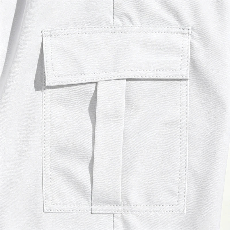 2026 New Men Multi Pocket Cargo Capri Shorts Loose Fit Daily Street Travel Outdoor Casual Drawstring Waist Cropped Short Pants
