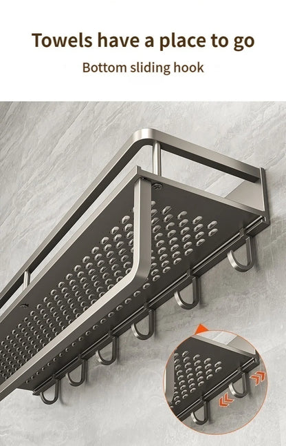 Aluminum Kitchen Shelf Wall Mounted Spice Organizer Rust and Moisture Resistant Bathroom Toiletries Storage Racks
