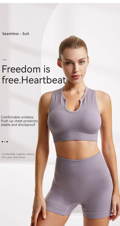 Peach Butt Fitness Fast Dry Running Sports Tight Yoga Shorts Lady's Shock Proof Yoga Beauty Vest Fitness Sports Bra Set