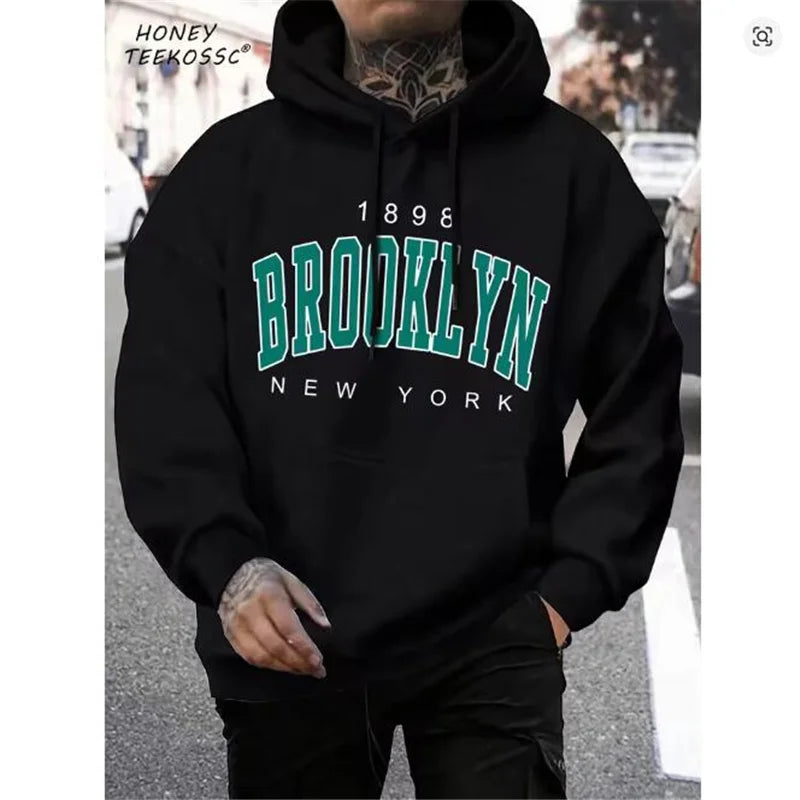 Brooklyn Est 1998 New York Printing Men Hoodies Harajuku Crewneck Hoodie Fashion Oversize Hoody Autumn Comfortable Tracksuit