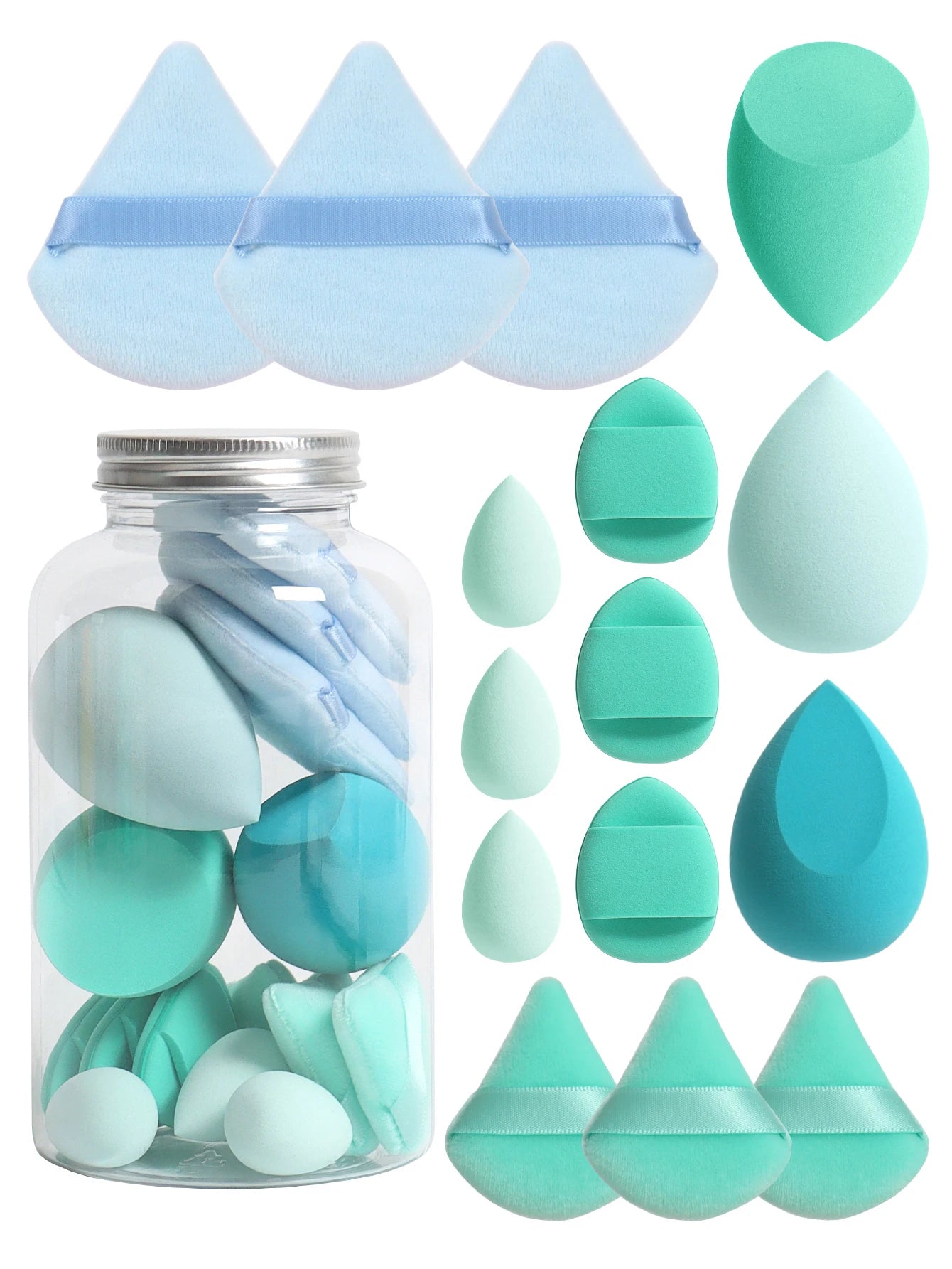 Cosmetic Powder Puffs – Loose Powder Puff Combo with Mini Makeup Egg Set & Air Cushion