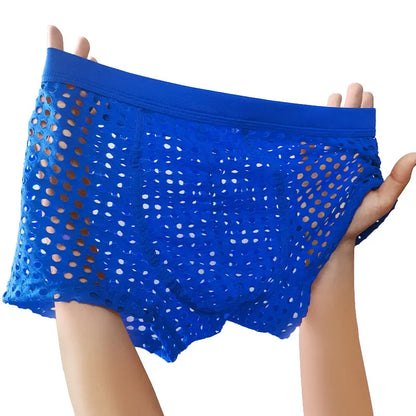 Hot Sale Men's Mesh Boxer Shorts Large Net Design Comfortable European Style Underpants