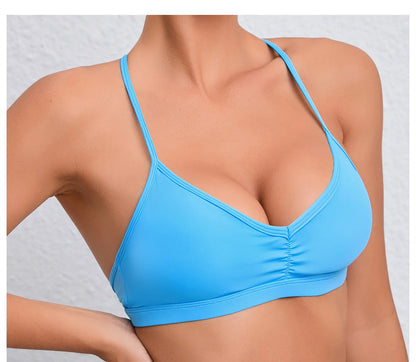 Yoga Sports Bra - Lightweight Nylon Spandex Multi Wear Crop Top with Removable Straps