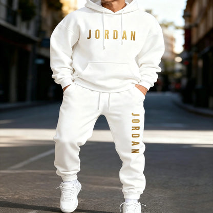 2 piece set man outfit Men's printed sports suit hoodie and sweatpants two-piece set suitable for casual sports street wear