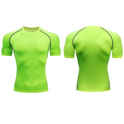Men Compression Running T Shirt Fitness Tight Short Sleeve Tshirt Training Jogging Shirts Gym Sportswear Quick Dry