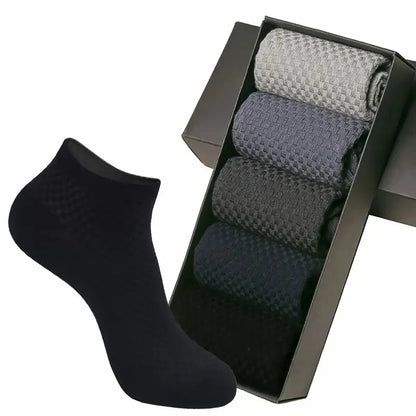 1/5 Pairs Men Bamboo Fiber Business Ankle Socks Spring Summer Lightweight Breathable Odor Proof Sweat Absorbing Leisure Socks