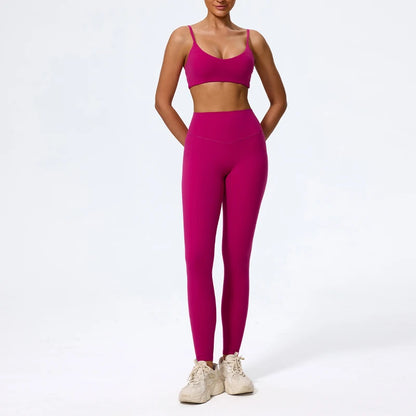Women Sports Set – Summer Two Piece Gym Outfit With High Waist Leggings & Sleeveless Top