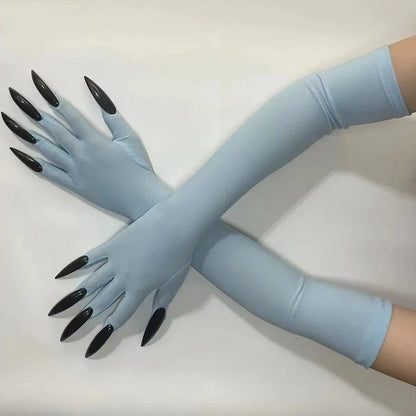 Halloween Ghost Claw Gloves - Cosplay Dress Up with Black Long Nails
