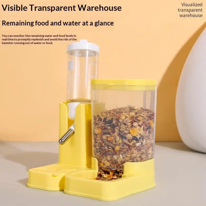 1PC Hamster Waterer And Feeder 2In1 Hamster Water Bottle Large Capacity Leakproof Automatic Feeder Food Water Dispenser Supplies