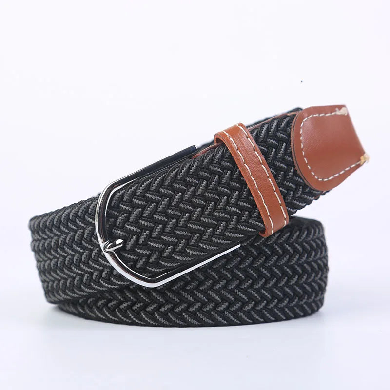 Unisex Stretch Jeans Belt - Casual Knitted Woven Canvas Pin Buckle