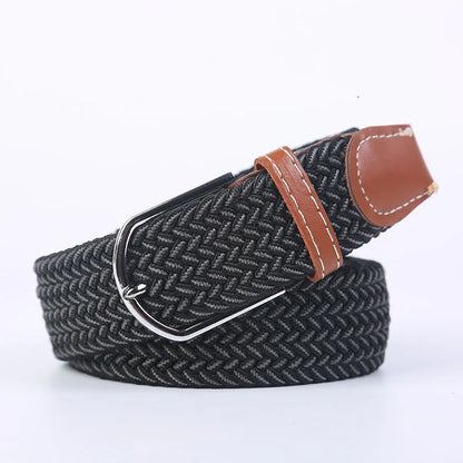 Unisex Stretch Jeans Belt - Casual Knitted Woven Canvas Pin Buckle