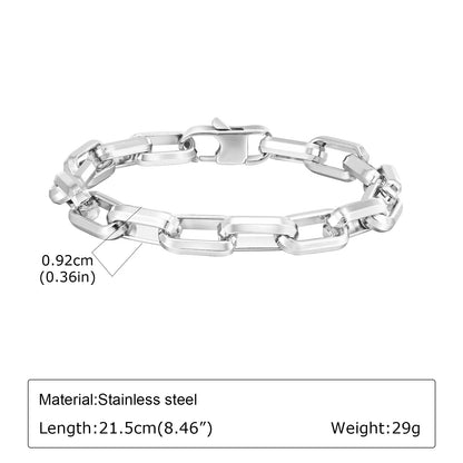 Punk Silver Color Men's Chain Bracelets,Hiphop Stainless Steel Braided Link Wristband,Classic Metal Jewelry Gift for Him Dad