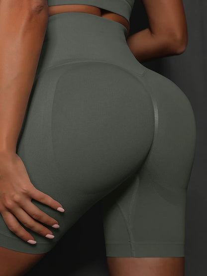 Women Yoga Shorts - High Waist Seamless Gym Push Up Fitness Cycling Workout