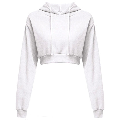 New Fashion Women Hoodie Sweatshirt Short Top Coat Sport Pullover Hooded Tops Female Autumn Winter Clothes Crop Top Hoodie