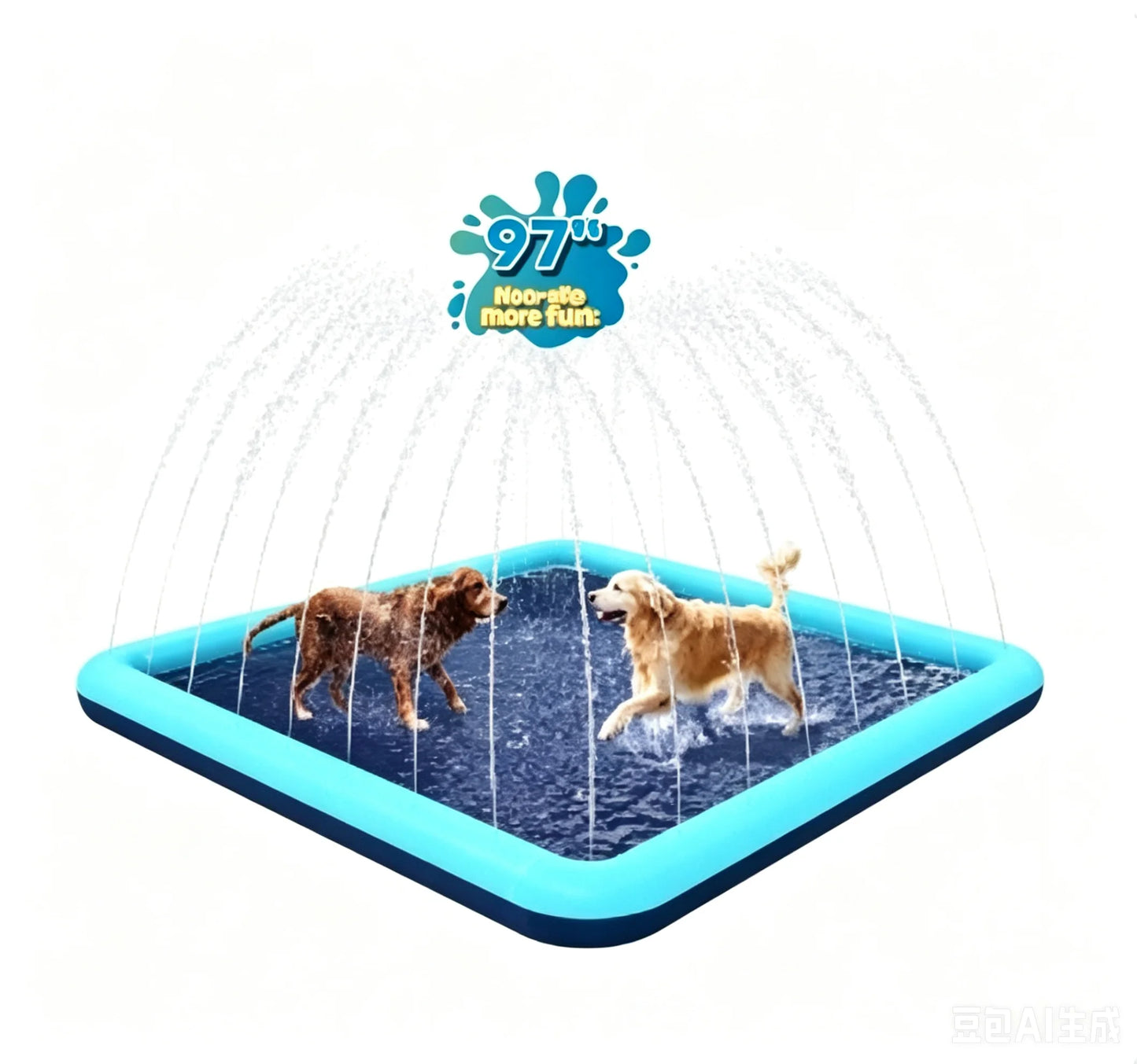 60-97'' Winter and Summer Outdoor and Indoor Dog Shower Playpool Inflatable Sprinkler Pad Pet Fountain Foldable Pad Dog Shower