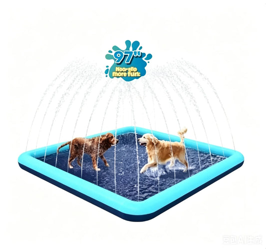 60-97'' Winter and Summer Outdoor and Indoor Dog Shower Playpool Inflatable Sprinkler Pad Pet Fountain Foldable Pad Dog Shower