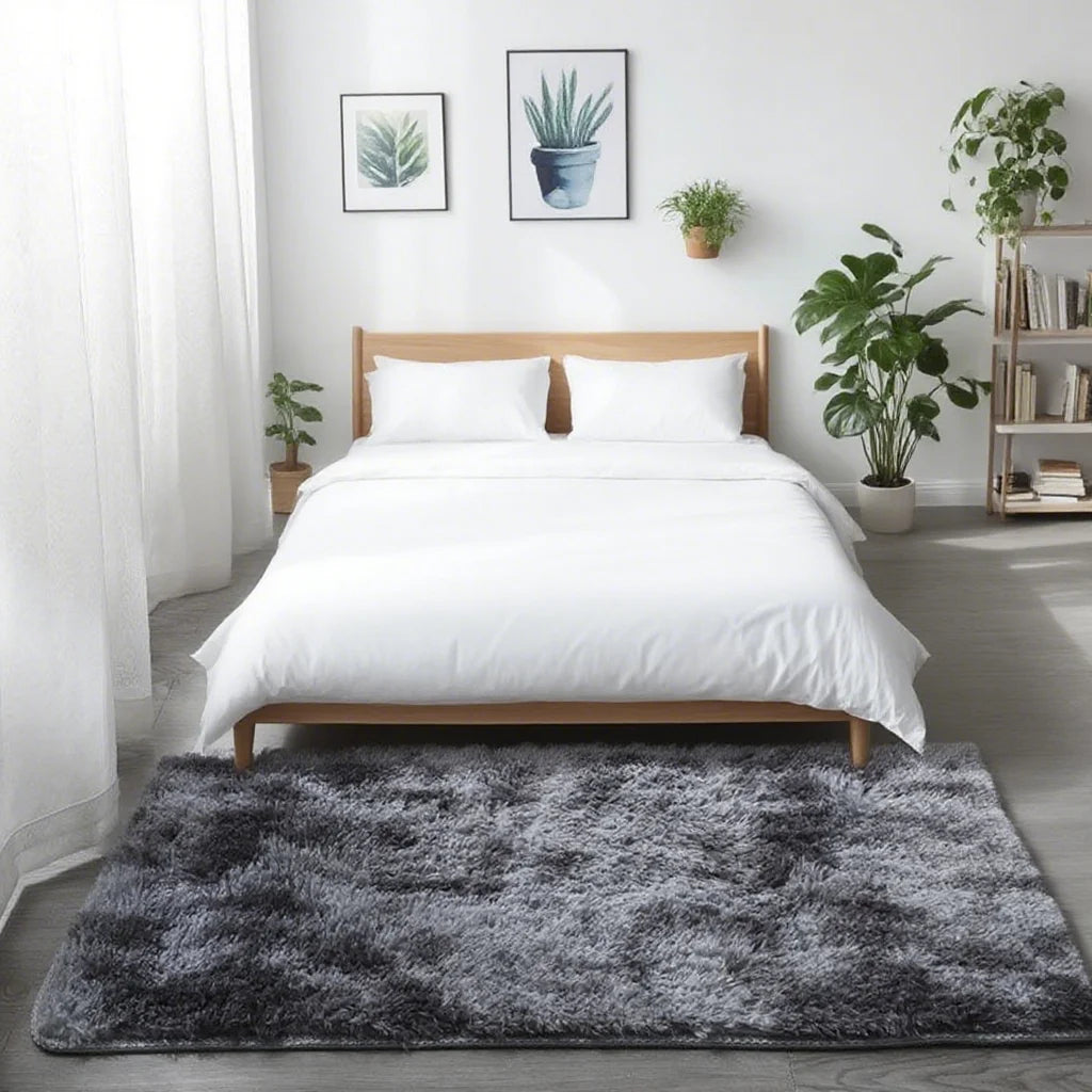 Shaggy Area Rug - Gray Long Pile Plush Carpet | Non Slip Bottom Floor Mat
