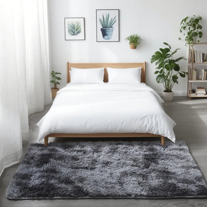 Shaggy Area Rug - Gray Long Pile Plush Carpet | Non Slip Bottom Floor Mat