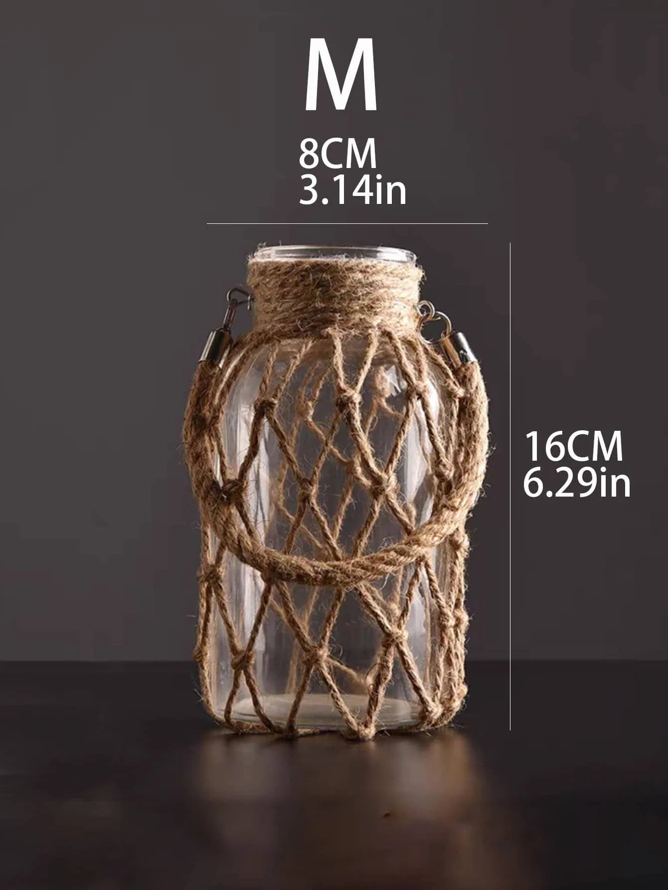 Hand Woven Hemp Rope Glass Vase - Boho Nordic Dry Flower Decor