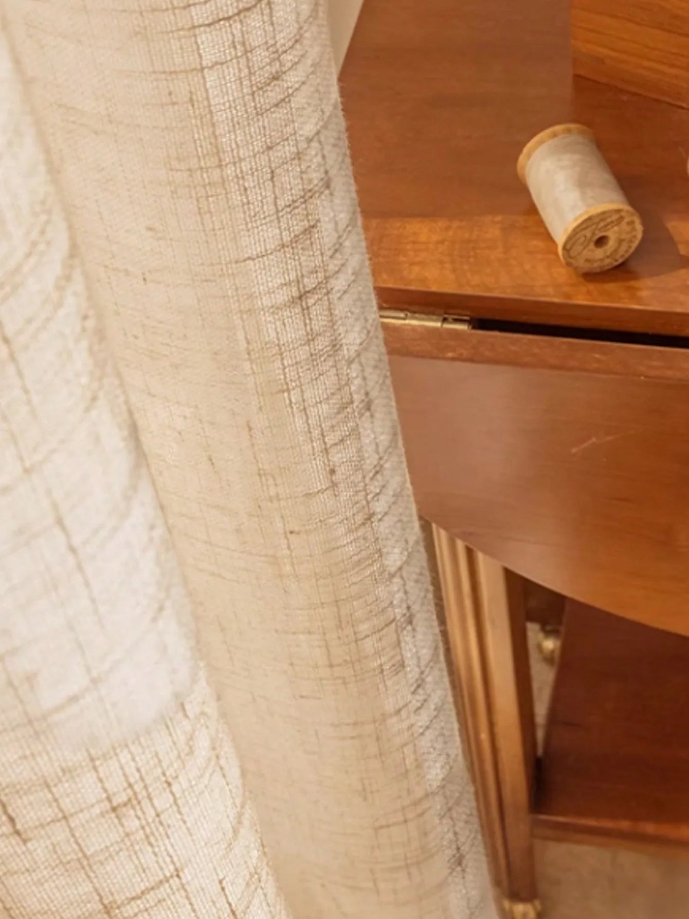 Japanese Modern Curtains - Beige Linen Window Screen | UV Resistant, Dust Proof Panels