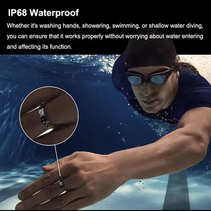 Fitness Sleep Smart Ring LED Display Screen Heart Rate Blood Oxygen Monitoring Outdoor Sports Modes IP68 & 5ATM Waterproof Ring