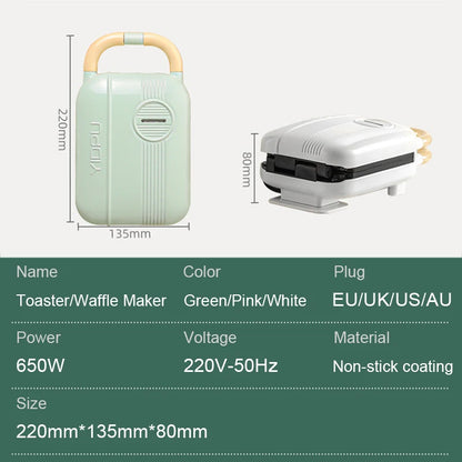 Mini Sandwich Maker - Electric Breakfast Multi Cooker for Toasts Pancakes Waffles  Donuts
