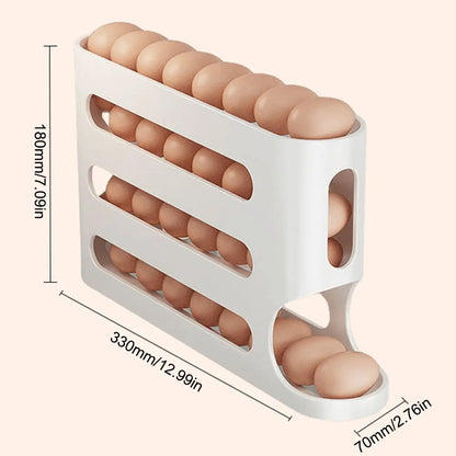 Automatic 4-Layer Egg Holder Rack - Fridge Egg Dispenser  Organizer