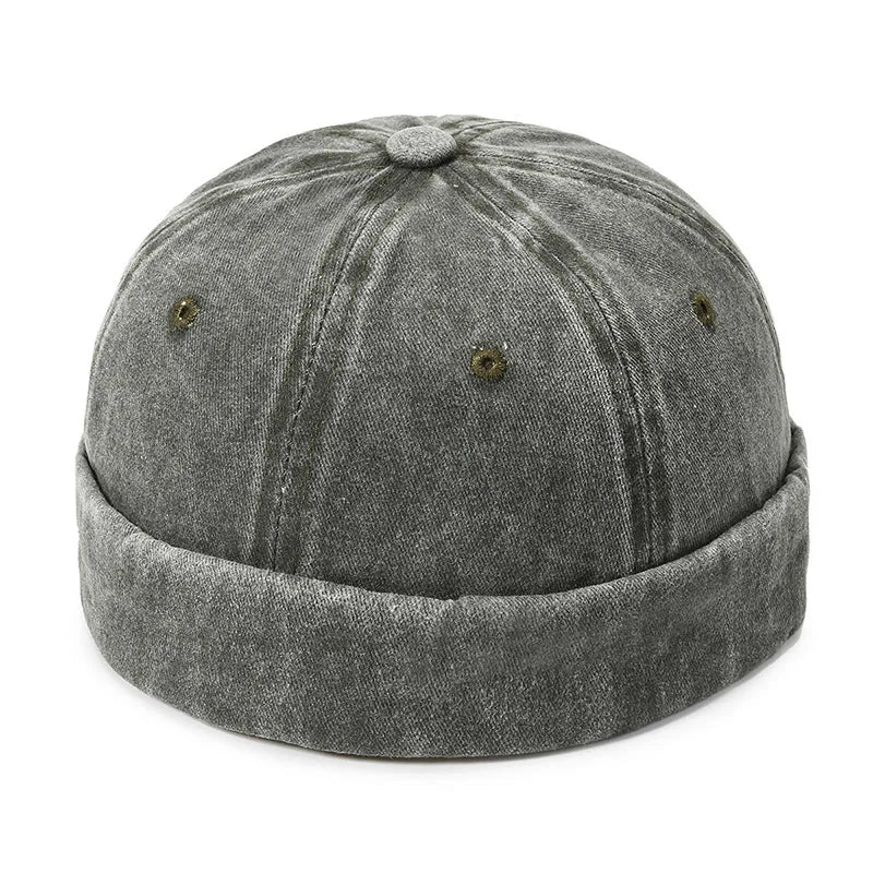 Denim Docker Cap – Brimless Sailor Beanie, Adjustable