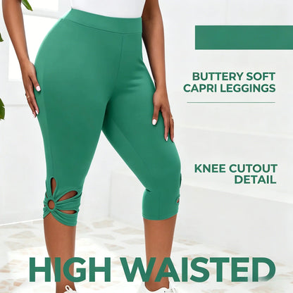 Women's plus Size Stretch Leggings Summer Elastic Waist Seamless Casual Capri Pants Short Length Essential Leggins for Mujer