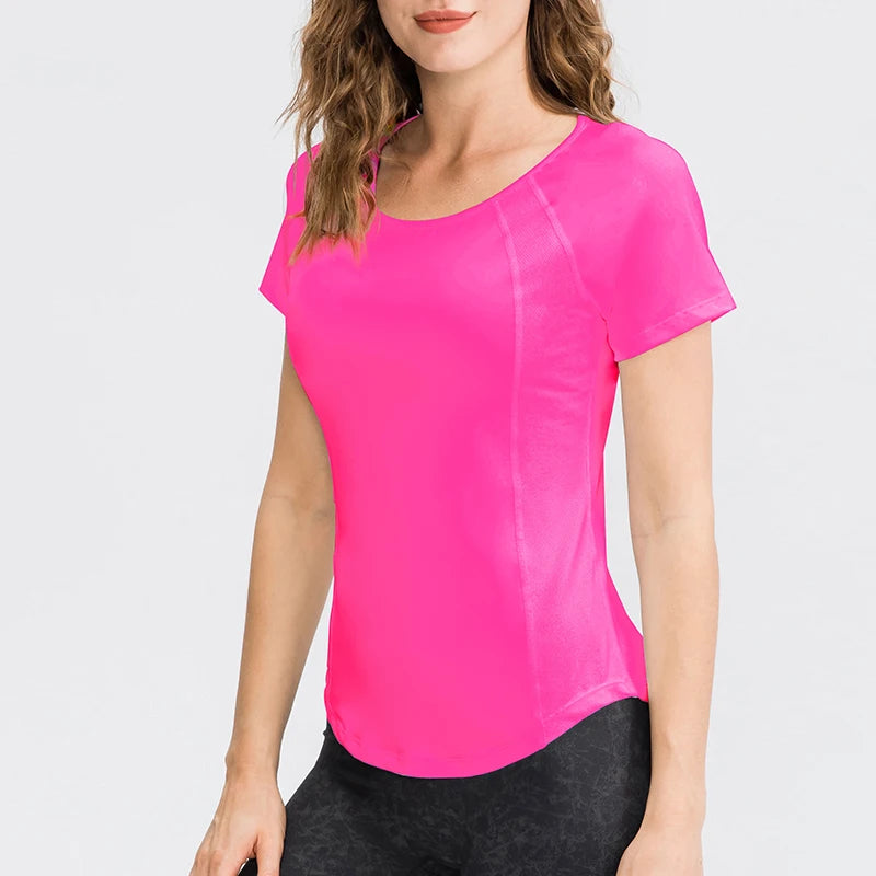 Women Yoga Tops - Breathable Quick Dry Short Sleeve Fitness Running Shirt
