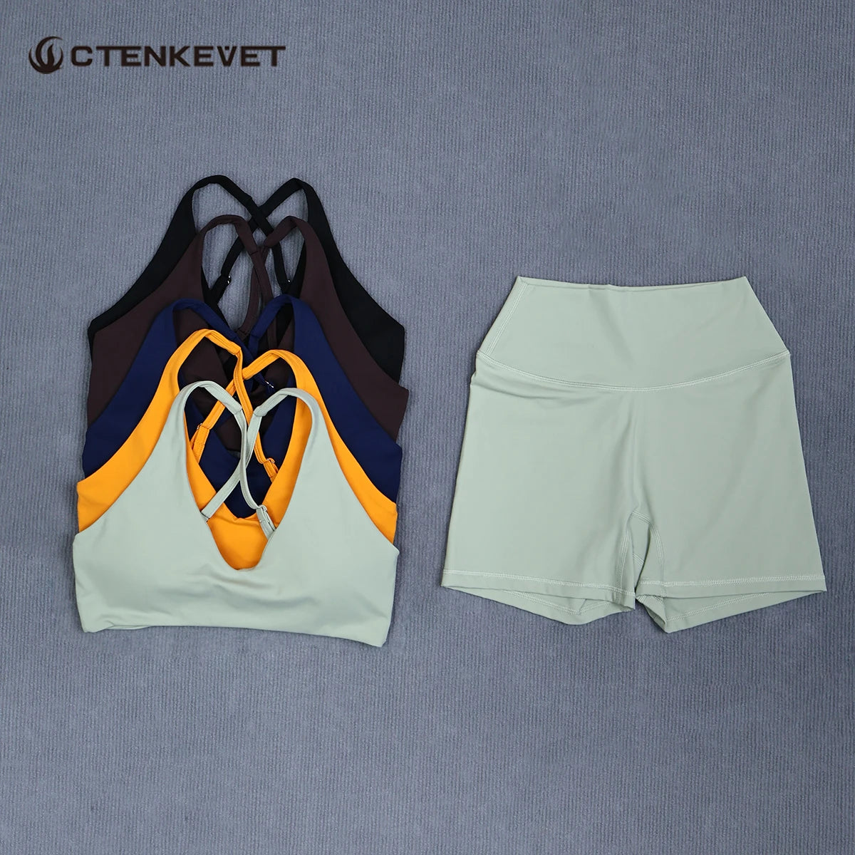 Ctenkevet Women's Summer 2Pcs Sleeveless Sports Set Woman Gym Yoga Outdoors Shockproof Vest Two-piece Running Suit Female