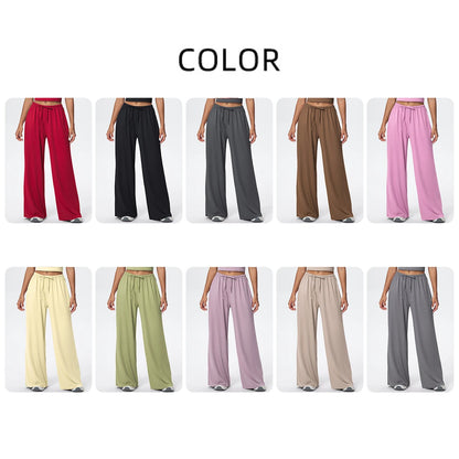 Breathable Solid Color Loose Yoga Pencil Pants Lifting Buttocks Sports Quick Drying Wide Leg Pants With Pockets Gym Yoga Pants