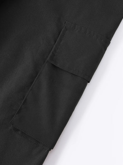 Elegant Solid High Waist Ripped Pant Fashion Women Pocket Elastic Straight Cargo Pants Casual Streetwear Sweatpant Y2K Trousers