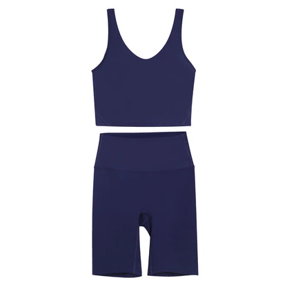 2026 Yoga Women's Bra With U-shaped Back Sets Fitness Running Summer Breathable Quick Drying Fixed Vest Five-point pants