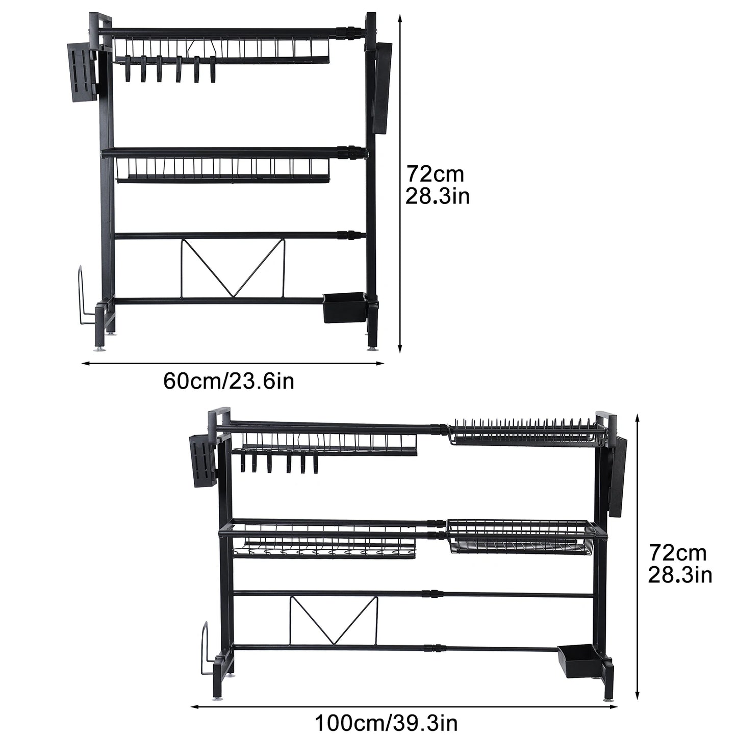 Stretchable 2-Tier Kitchen Sink Storage Rack - Multifunctional Dish Organizer - ZOOMNSTORE