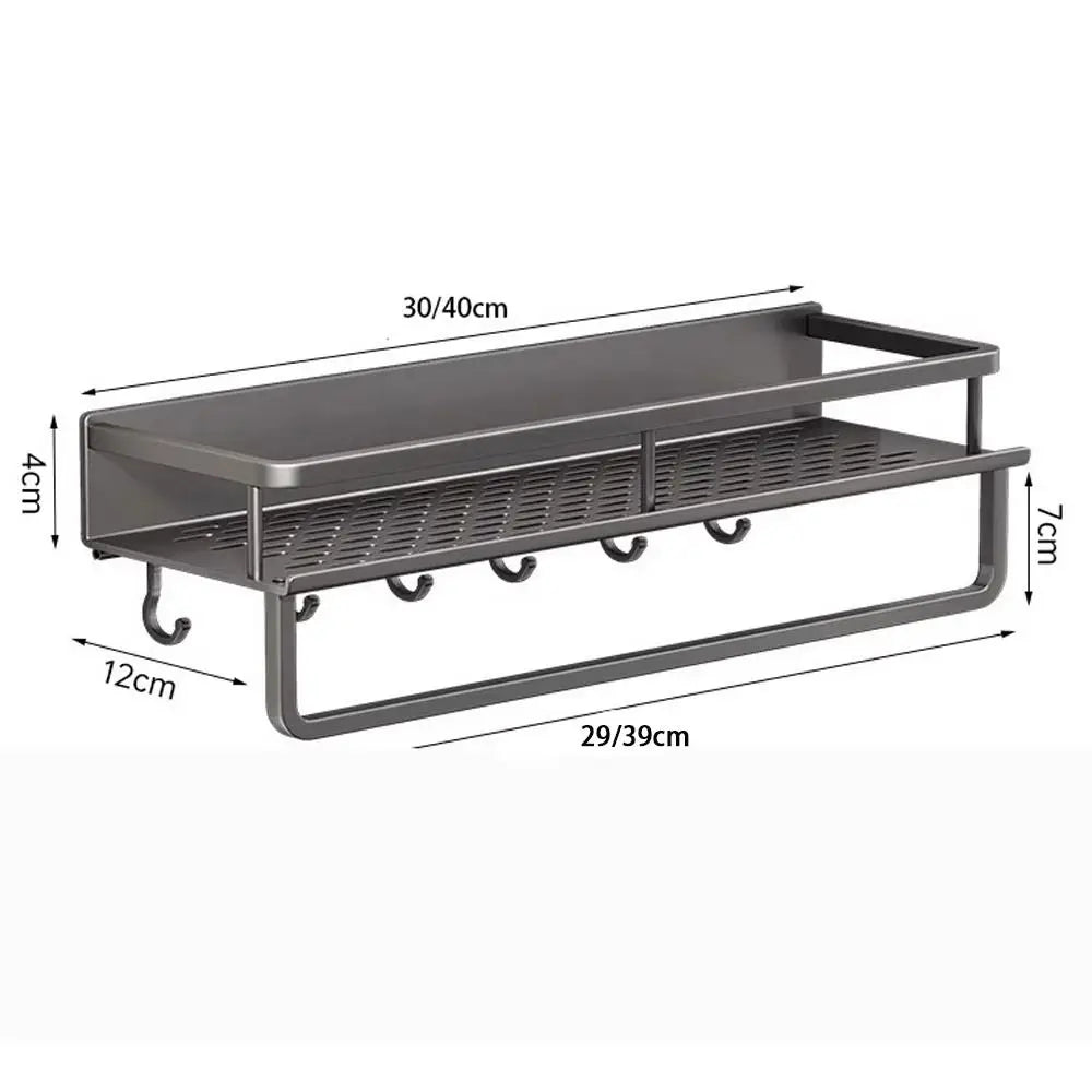 Aluminum Corner Shower Shelf - Wall-Mounted No-Drill Shampoo Storage Rack