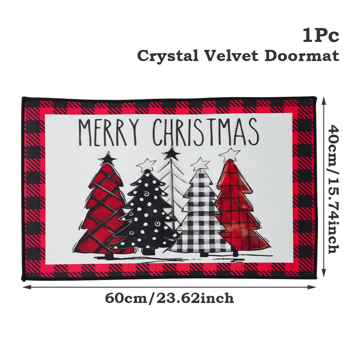 Christmas Door Mat - Santa Claus Outdoor Holiday Carpet | Non Slip Rug, Festive Welcome Mat