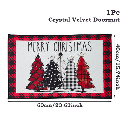 Christmas Door Mat - Santa Claus Outdoor Holiday Carpet | Non Slip Rug, Festive Welcome Mat