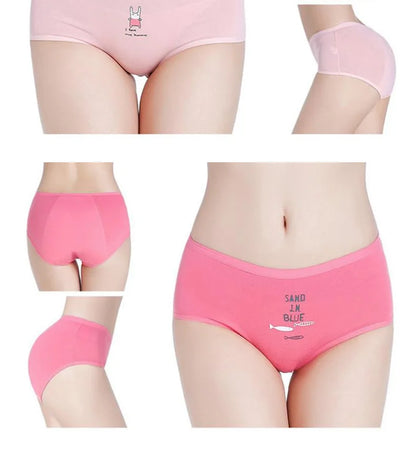 3PCS Cute Cartoon Period Underwear for Girls  Leakproof Teen Menstrual Panties 4-Layer Absorbent Reusable Washable Underwear